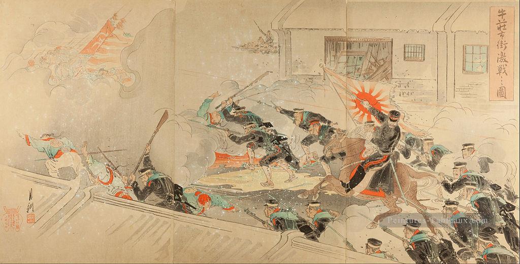 image de la bataille sévère dans les rues de gyuso 1895 Ogata Gekko ukiyo e Peintures à l'huile